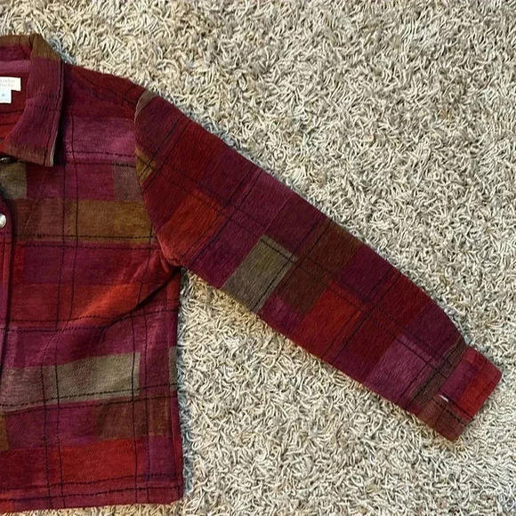 Christopher & Banks Pink,Red and Yellow Square Design Jacket Women Size Medium - Picture 6 of 11